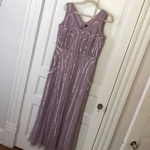 Mauve beaded floor-length dress